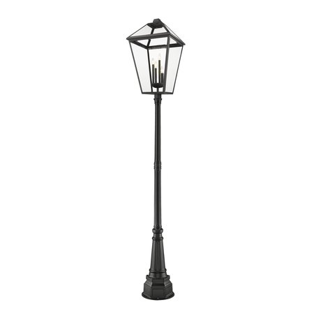 Z-Lite Talbot 4 Light Outdoor Post Mounted Fixture, Black & Clear Beveled 579PHXLXR-564P-BK